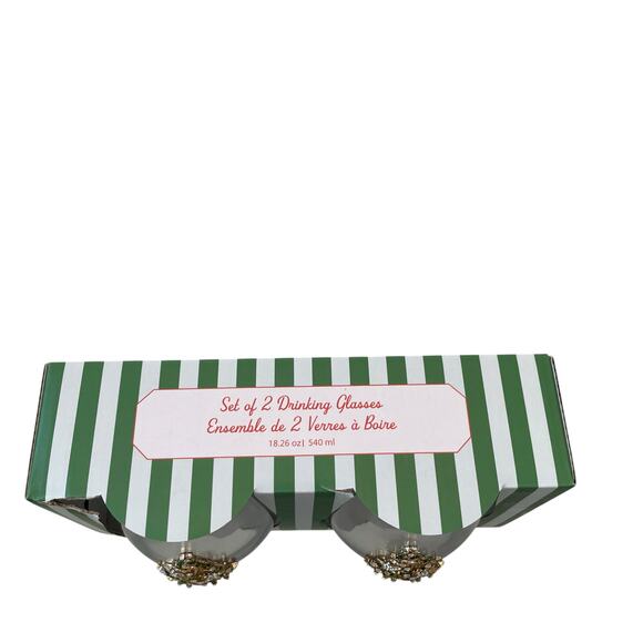 (2) Stemless Wine Glasses Jeweled Christmas Tree Green & Gold Holiday Glam NEW - Picture 13 of 16